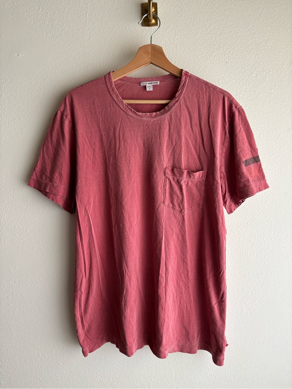 James Perse Standard Men's Graphic Pocket T-Shirt - Faded Brick Red, Size 3 (L)